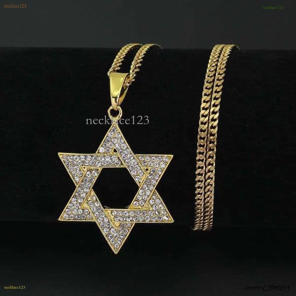 cuban Moissanite pendant necklace pass GRA certified Rhie Star of David Pendant Necklace Hip Hop Jewelry sier