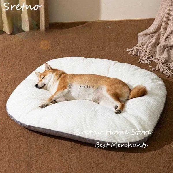 SRETNO Oval Shape Dog Beds Thicken Soft Cushion Removable Washable Dog Mat Winter Kennel Floor Cat Bed Pet Sleeping Mats chienM251124