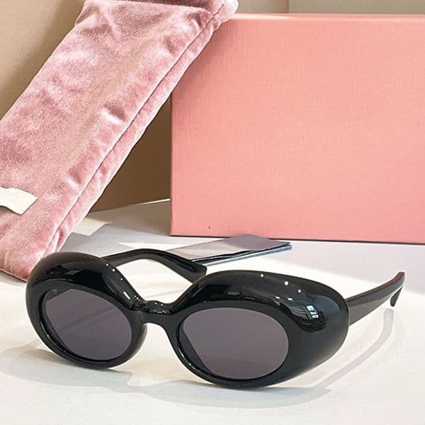 Fashionable new irregular women oval sunglasses UV 100% protection polarized light black lens thick plate acetate style famous designer glasses B08 Daily Vacation