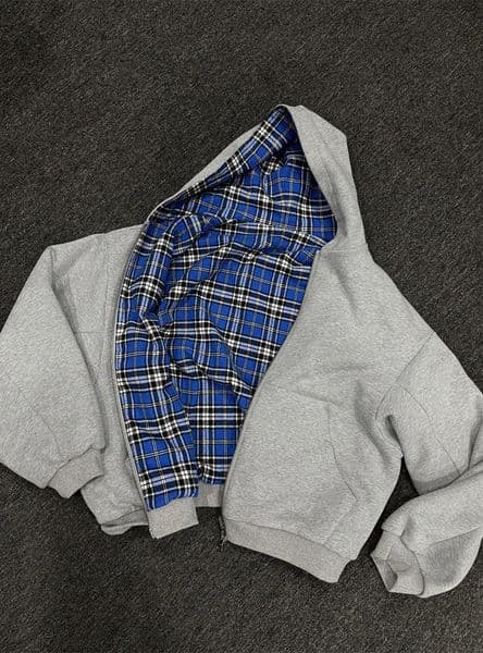 Oversized Gothic Harajuku Women Men autumn winter hoodie Coat Casual retro grid print zipper hoodie loose reversible top 251124