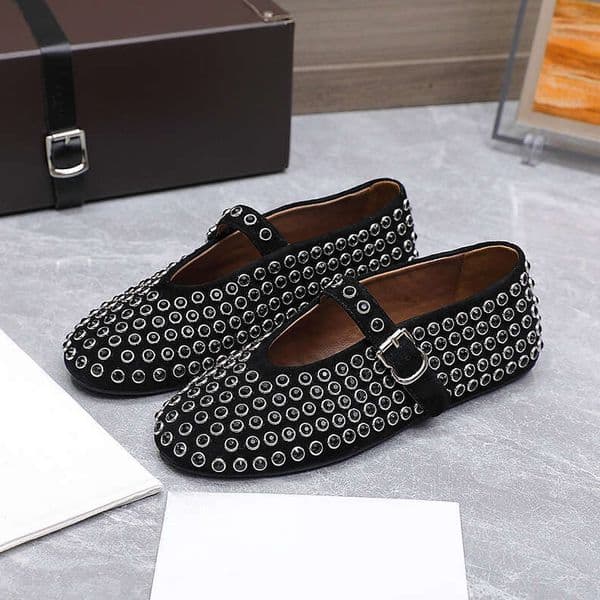 High quality Mesh Round toe Hollowed-out Mary Jane shoe Ballet flats with strap ballerina Flat loafers slip on shoes Luxury designer shoes Vacation Walking shoes