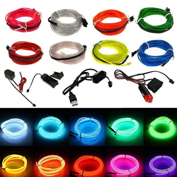 Flexible Neon Glow Car Light EL Wire LED Waterproof Rope DIY Car Party Room Clothing Decoration 1m 2m 3M 4M 5mW251124