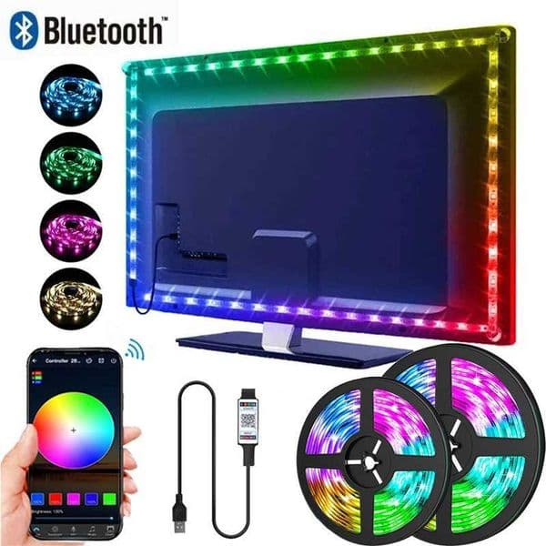 RGB 5050 LED Strip Lights Remote App Control TV Backlight Flexible Ribbon Tape USB 5V Led Light for PC Gaming Room DecorationW251124