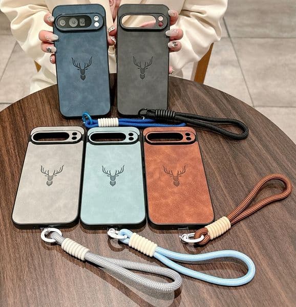 16E Deer Head PU Leather Cases For Iphone 17 Air 16 15 Pro Max 14 Plus 13 12 11 XR XS X Hard PC TPU Luxury Fine Hole Business Fashion Shockproof Phone Back