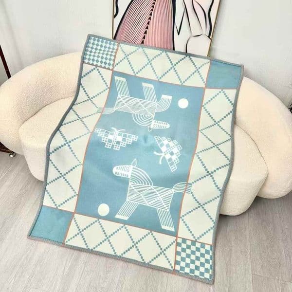 Luxury Designer NEW Colors art Wool 45&45Cm Filling Baby Yellow Green H Kids Baby H Blanket And Cushion Have Matching Blanket/Decorative Pillow Living Room Sofa 7