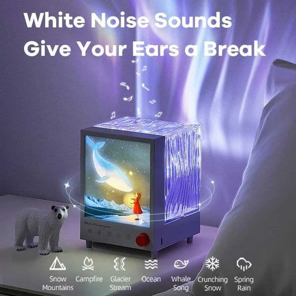 Aurora Box Projector Night Light Bluetooth Ambient Light with White Noise Stepless Dimming Beside Lamp for Bedroom Decor X2512051