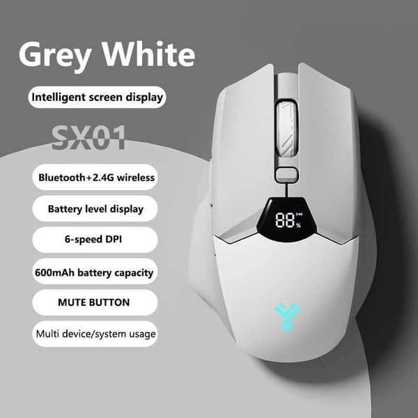 Warvank SX01 Bluetooth Wireless Mouse Smart Screen Battery Level Display Silent Office Mouse 600mAh Rechargeable Gaming Mouse S2647