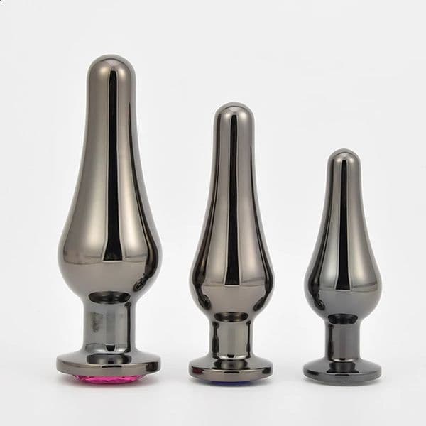 Gun Color Stainless Steel Anal Plug Fake Penis Sex Toy Product 3Size Hip Female Adult Game Prostate Massage 250424