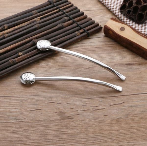 19cm 304 Stainless Steel Tea Reusable Drinking Straws Filtered Spoon Straw Filtering Straws Mate Yerba Bombilla
