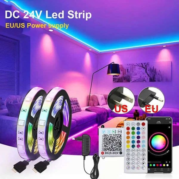 5M 10M 15M 20M 30M 40M Rgb Led Lights Strip For Bedroom Dc 24V Bluetooth App Control Led Tape Chain Tv Backlight Decoration RoomW251124