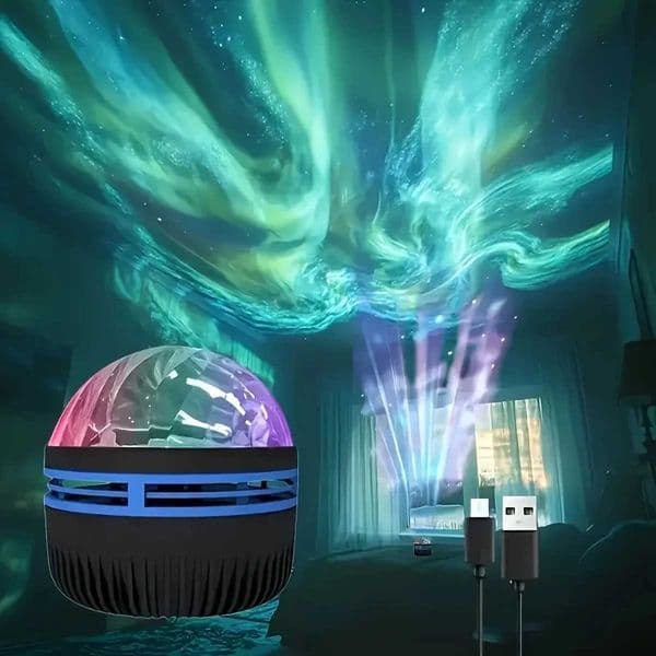 USB Northern Lights Projector Night Light Aurora Borealis Ceiling Projection Auto on/Off Timer for Bedroom Party Camping DecorW251124