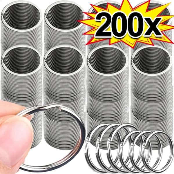 0pcs stainless steel keychain 25mm round flat circular split polished metal blank ring for DIY search 250418 250418