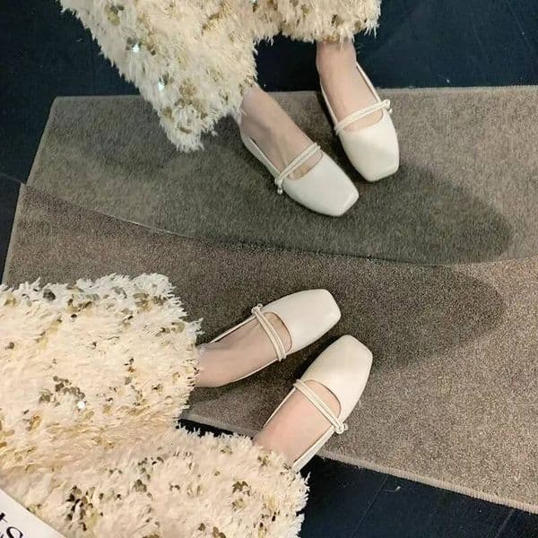 Ddmysports Woman Pumps Square Heels Low Heel Elegant Office Moccasins Toe Shoes For Women Fashion Chic High Quality Popular Spring Dress Outdoor Shoes