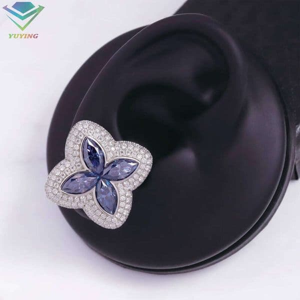 Exclusive 925 Sterling GRA Silver Earrings for Women, Colorful Marquise VVS Moissanite Diamond Elegant Design a4