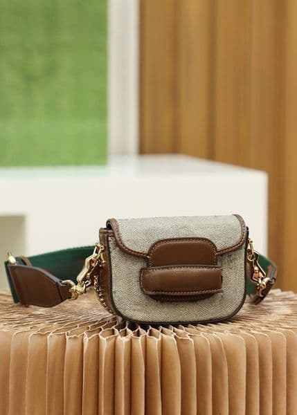 10A top-quality ultra-mini bag, classic double G monogram fully printed, vintage horsebit crossbody bag, original leather texture at its best, comes with box