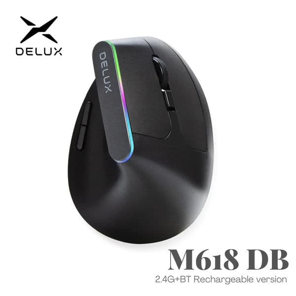 Delux Ergonomic Vertical Mouse Rechargeable Wireless RGB Mouse Bluetooth 24G 4000DPI Gaming Silent Mice For Laptop PC 251121