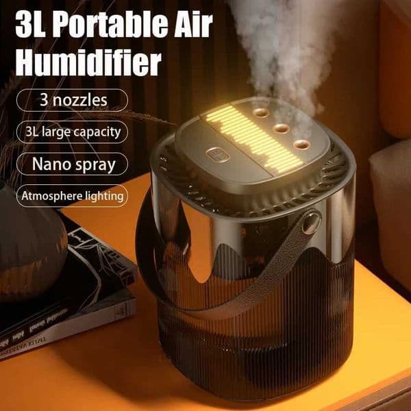 3L 3-outlet humidifier with cold mist diffuser equipped with one key control automatic shutdown large capacity air humidifier suitable for home bedrooms X250425