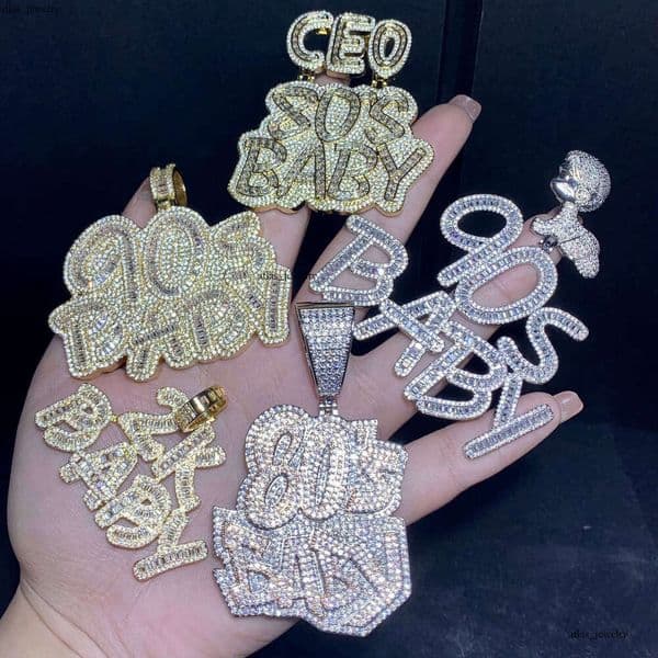 80s 90s 2k Baby Hip Hop Men's VVS Moissanite Pendant Necklace Factory High Quality