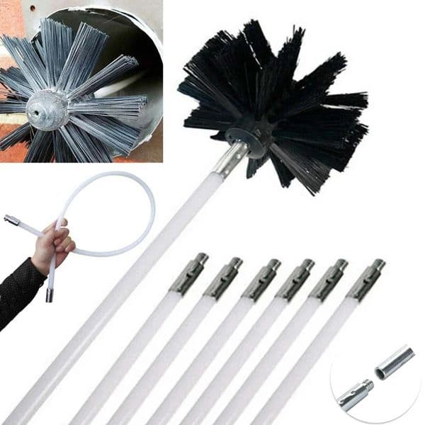 Flexible chimney cleaning kit flushing brush and rod nylon tool 250425
