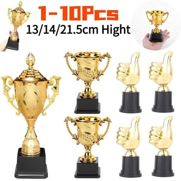 1-10Pcs Thumbs Up Trophy Plastic Gold Trophies Encouragement Mini Victory Trophies Award Prizes for Home Desktop DecorW251125