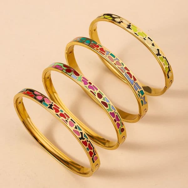 Exquisite Enamel Dripping Oil Colored Bracelet For Women Light Highend Versatile Stainless Steel Jewelry Gift 251125
