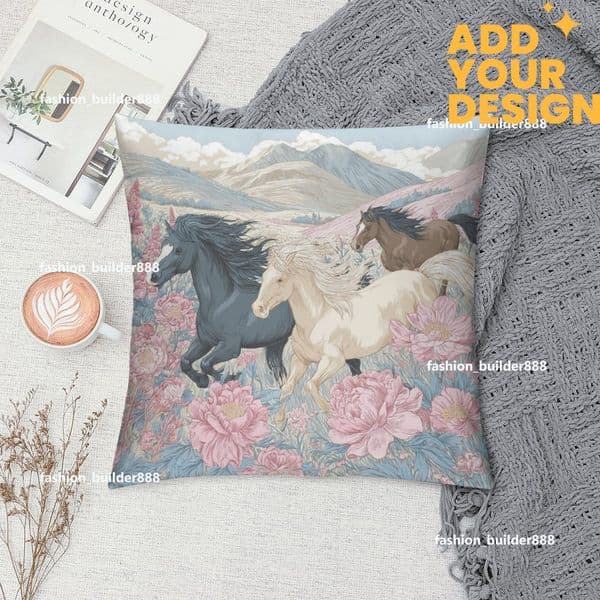 Custom H Designer Horse Luxury Art Artwork Contemporary Home Decorative Throw Pillow Case Cushion Covers for Bedroom Sofa Living Room 18X18 Inches H28