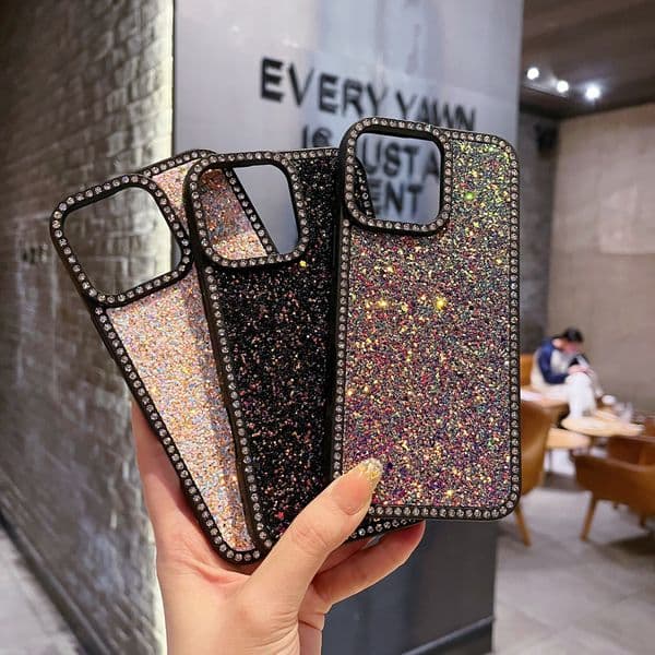 Luxury Stylish Decoration Shockproof Macaroon Color Bling Glitter Glossy Shiny Diamond Case Cover For iPhone 16 15 14 13 12 11 Pro Max