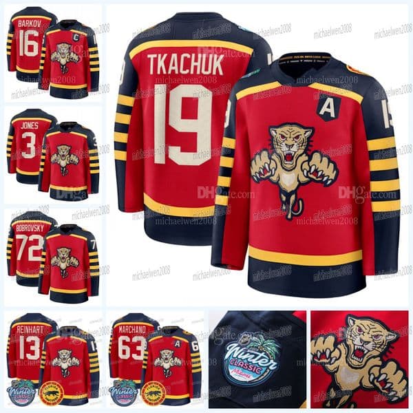 Floridas Panthers 2025-26 Winter Classic Jerseys Aleksander Barkov Brad Marchand Sergei Bobrovsky Matthew Tkachuk Sam Bennett Boqvist Reinhart Verhaeghe Women