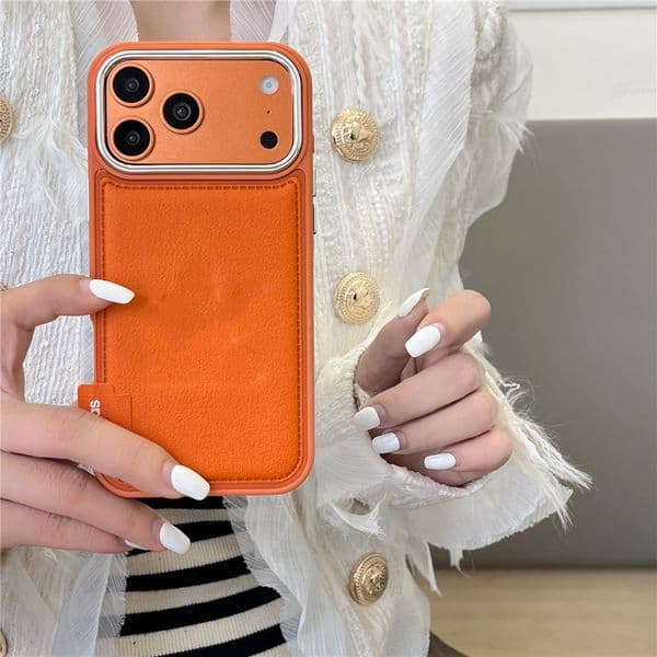 Fashion Genuine Leather iPhone Case for iPhone 17/17 Pro/16/16 Pro Max/15/14/13 Anti-drop Silicone Back Cover Case