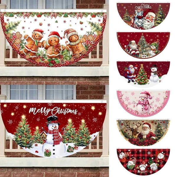 Christmas Outdoor Fan-shaped Flag Banner Christmas Decor for Home 2025 Cristmas Drop Ornament Xmas Navidad Gifts New Year 2026 Z251125