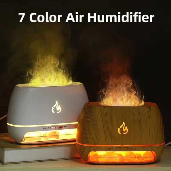 New Himalayan Crystal Saltstone Aromatic Air Humidifier 3D Flame Color Luminous Aromatherapy Essential Oil Diffuser X250425
