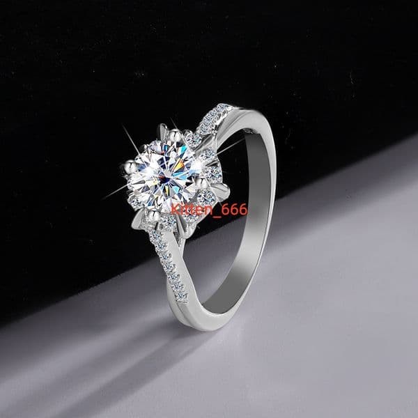 S925 Pure Silver Rhodium Plated Classic Womens Moissanite Star Woven Ring Diamond Accents-High-End Anniversary Jewelry-Factory