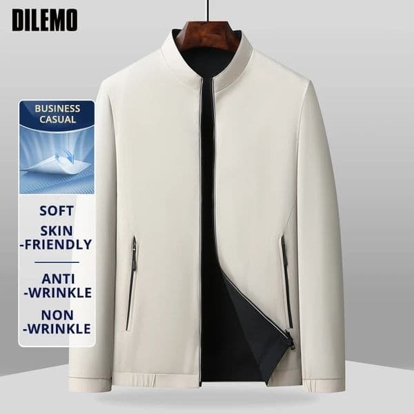 Top Grade Reversible Anti Wrinkle Men Business Casual Loose Blazer Stand Collar Jacket Windbreaker Lightweight Coats 251124