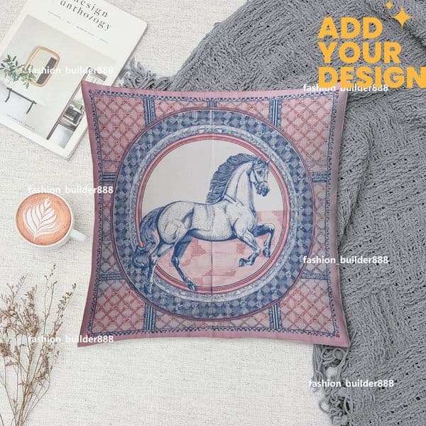 Custom H Designer Horse Luxury Art Artwork Contemporary Home Decorative Throw Pillow Case Cushion Covers for Bedroom Sofa Living Room 18X18 Inches H56