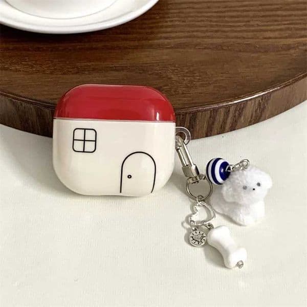 of Korea ins Red Small House with Pendant Earphone Cover Case for AirPods 1 or 2 3 4 Pro 2 BT Headset CaseW251125