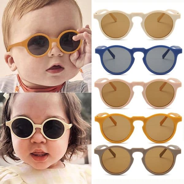 Childrens Retro Matte Round Outdoor Sunscreen Sunglasses Baby Girls Acrylic UV400 Fashion Glasses 250425
