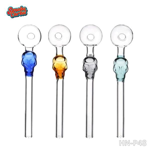 Premium Skull Shaped Glass Oil Burner Pipe Smoking Accessories 140mm Length 30mm Bowl Diameter