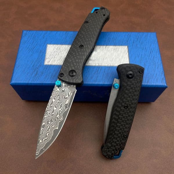 2Models Mini 533 Bugout AXIS Folding Knife 2.75 knives S90V/Damascus Plain Blade, Carbon Fiber Handles - 533-3