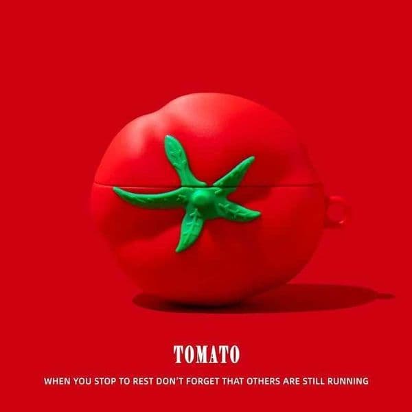 For Airpods 4 3D Simulation Tomato Funny Earpods Case for Airpods 1 2 3 Pro 2 Wireless Earphone Cover Charging Box with PendantW251125
