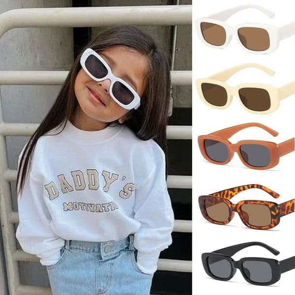 Childrens Cute Retro Matte Rectangular Sunglasses Outdoor Girls and Boys Sweet Protection Classic Glasses UV400 250425BJ