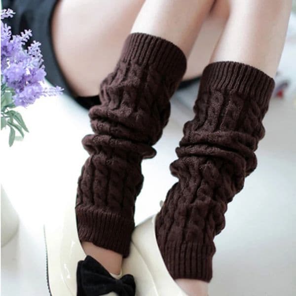 1 Pair Winter Warm Leg Warmer Women Knee High Knitted Solid Crochet Leg Warmers Socks Boot Cuffs Beenwarmers Socks251120