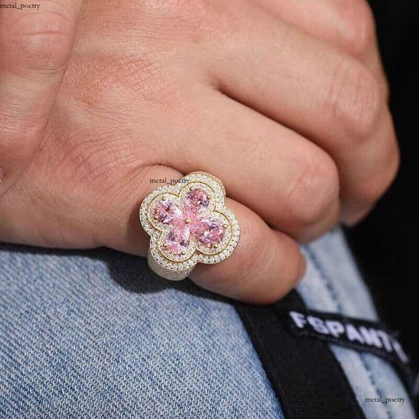 2025 Luxury Wedding Jewelry 925 Sterling Silver Water Drop VVS Moissanite Diamond 'Lucky Clover' Ice Cross 'Couple Rings CZ