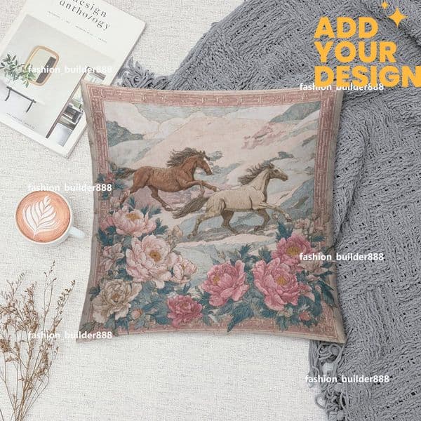 Custom H Designer Horse Luxury Art Artwork Contemporary Home Decorative Throw Pillow Case Cushion Covers for Bedroom Sofa Living Room 18X18 Inches H31