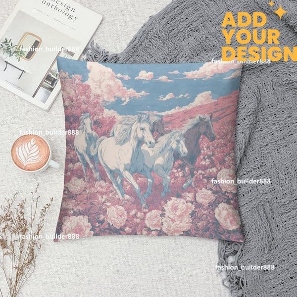 Custom H Designer Horse Luxury Art Artwork Contemporary Home Decorative Throw Pillow Case Cushion Covers for Bedroom Sofa Living Room 18X18 Inches H33