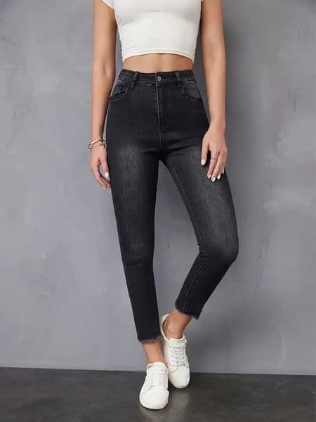 Jeans For Woman Y2k Black Stretch Slim Straight Leg Pants High Elasticity Comfort Fit Retro Style Fashion Trendy n 251121