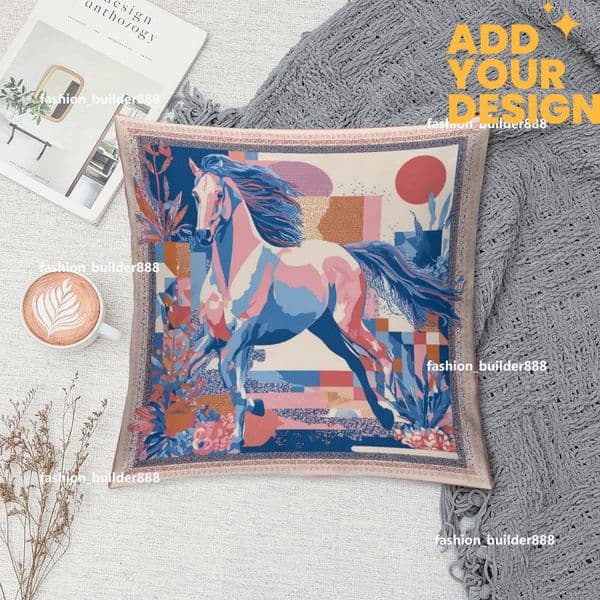 Custom H Designer Horse Luxury Art Artwork Contemporary Home Decorative Throw Pillow Case Cushion Covers for Bedroom Sofa Living Room 18X18 Inches H58