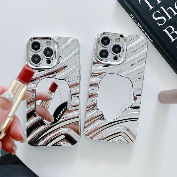 Makeup Mirror Phone Case For Iphone 16 15 14 13 12 11 Pro Max Plus 16Pro Wavy 16Promax Phone Case Full Package 15Pro 15Promax 13Pro Cover Hard 14Pro 14Promax 12Pro Shell