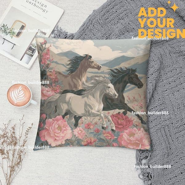 Custom H Designer Horse Luxury Art Artwork Contemporary Home Decorative Throw Pillow Case Cushion Covers for Bedroom Sofa Living Room 18X18 Inches H8