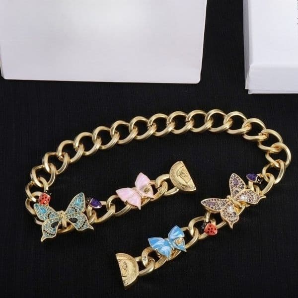 Luxury Brand Necklace Unique Fashion Necklace Designer Necklace 18K Gold Plated Necklace Enamel Butterfly and Insect Shapes New Model High Quality