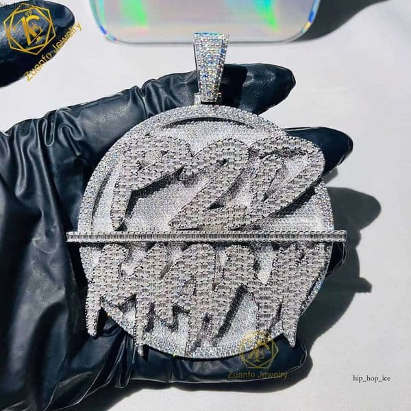 Pass Tester Ice Out Chrysolite Name Custom 925 Silver VVS GRA Moissanite Hip Hop Letter Pendant with Numbers
